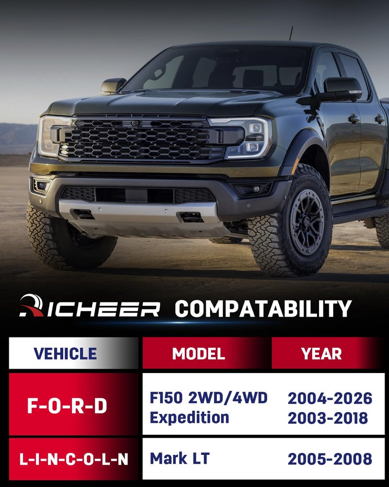 Richeer 2 inch Leveling Lift Kit Compatible with 2004-2026 F150, Leveling Lift Kit Fit for 2004-2026 F150 2WD 4WD, 2003-2018 Expedition Forged Front Strut Spacers Raise the Front of your F150 by 2" - Image 2